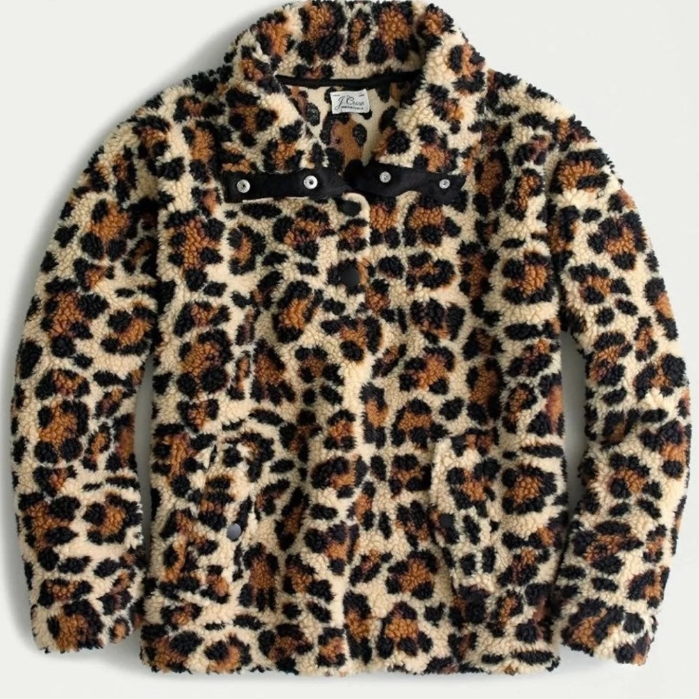 NWOT Jcrew Leopard Sherpa fleece